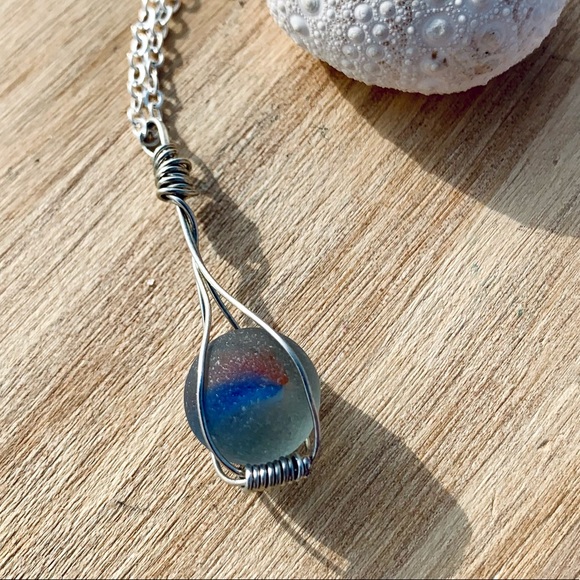 Caribbean Marble Seaglass Necklace - Picture 7 of 9